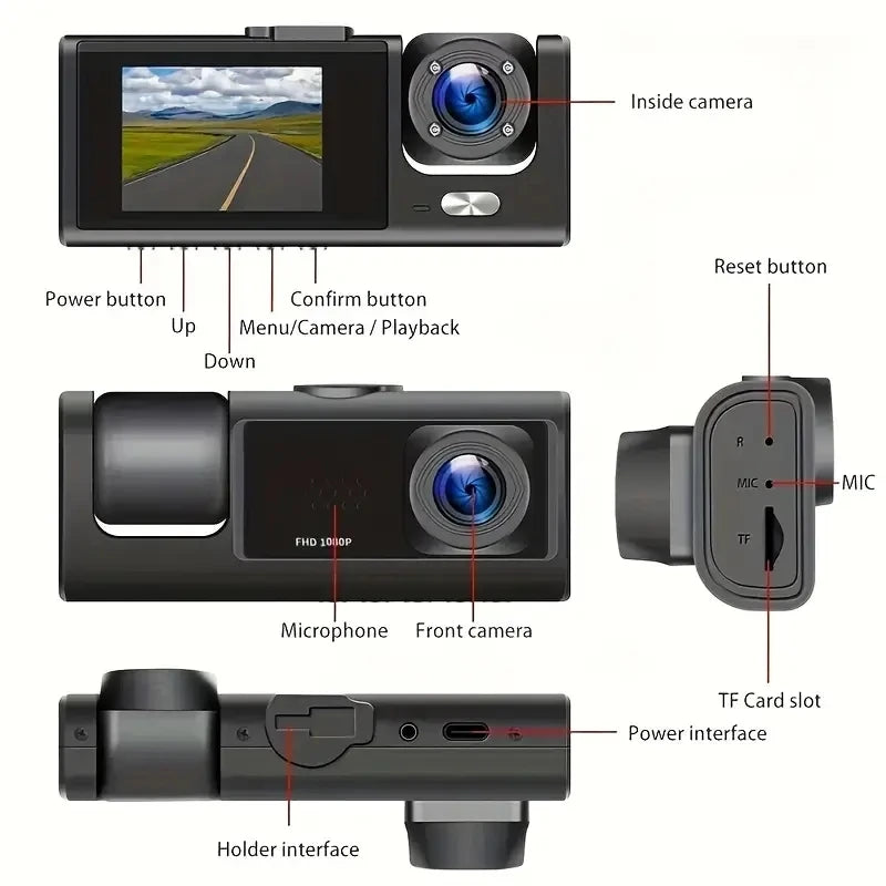 1080P WiFi Car Dvr 2/3 Camra DashCam for Cars Camera for Vehicle Recorder Video Front Optional Rear Camera  Night Vision Dashcam