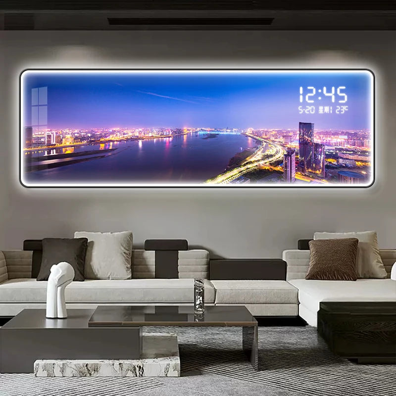 LumiWall™ City Night – Applique Murale LED Paysage Urbain, Bois, Dimmable, Télécommande