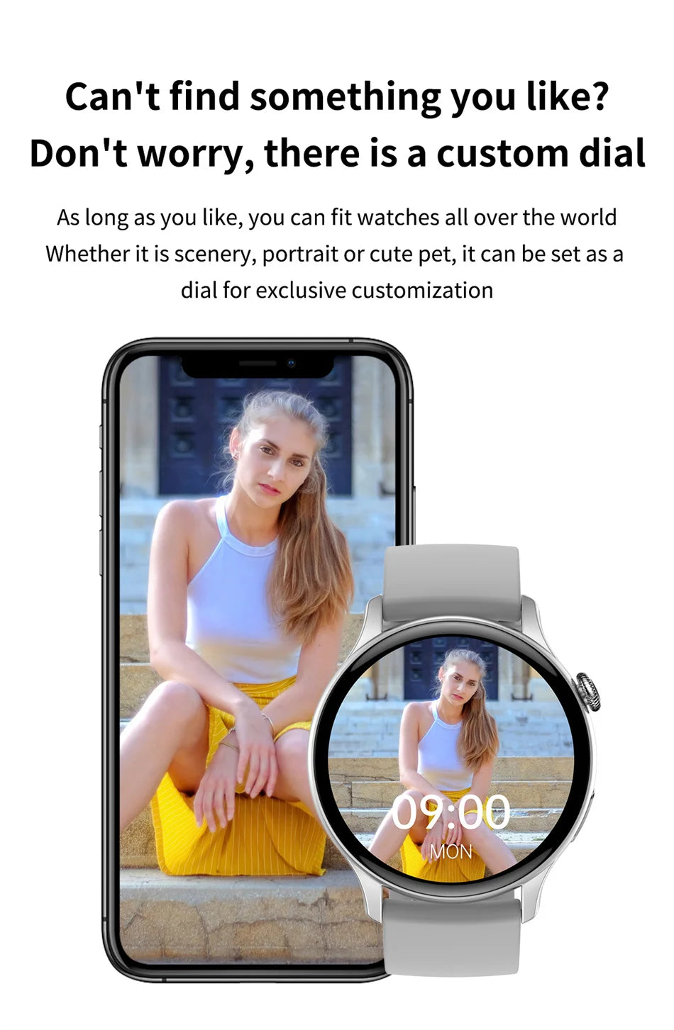 LunaWatch X™ Fashion AI – Montre Connectée AMOLED 1.43", NFC, GPS, IP68, Bracelet Acier, 9 Coloris