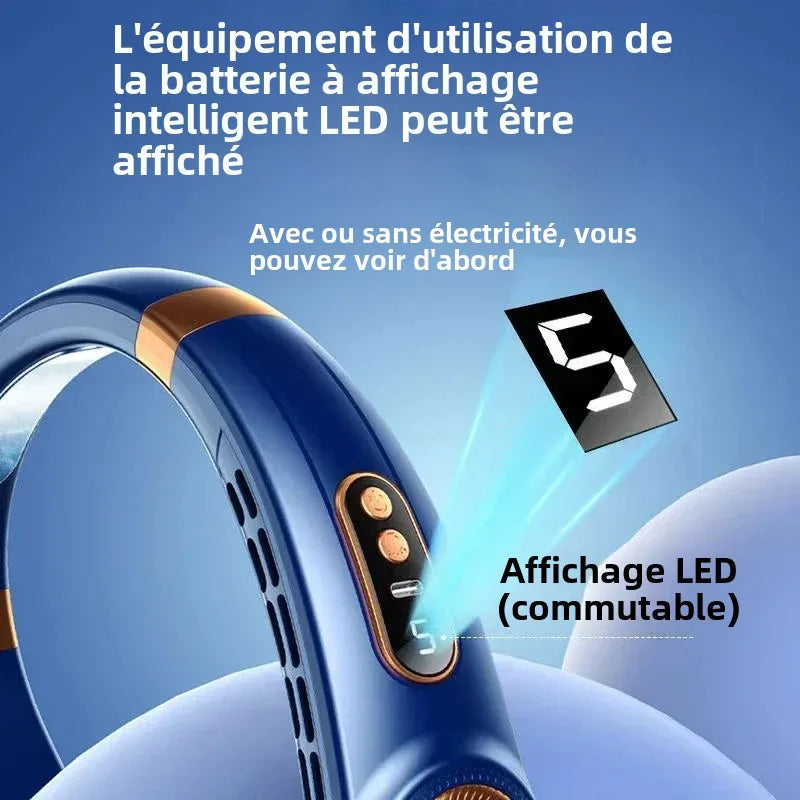 AeroChill X™ Ice – Ventilateur de Cou Sans Pales, 4 Plaques Refroidissantes, LED, 5 Vitesses, 4000mAh