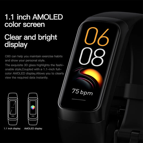 LunaFit X™ Pulse – AMOLED Connected Bracelet, 3ATM 30m, Temperature, 25 Sports, 7 Days, 4 Colors