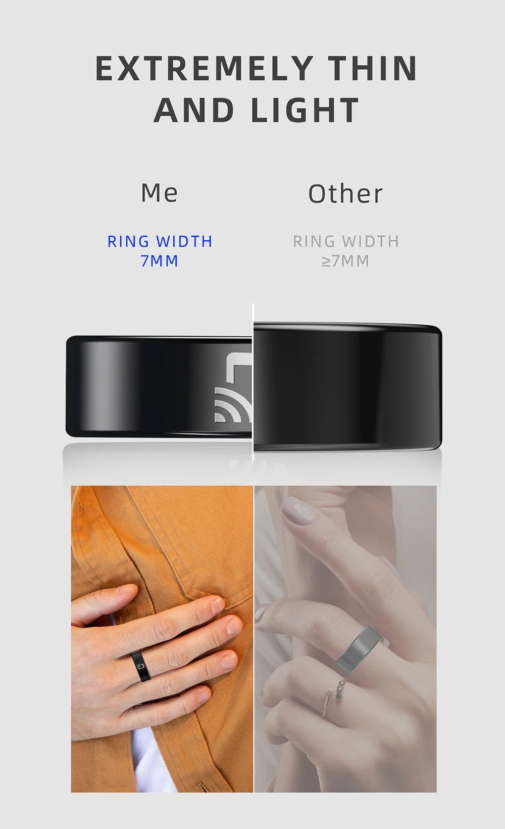 NovaRing X™ NFC Céramique – Bague Connectée NFC, FC, SpO2, 8 Sports, IP68 & 5ATM