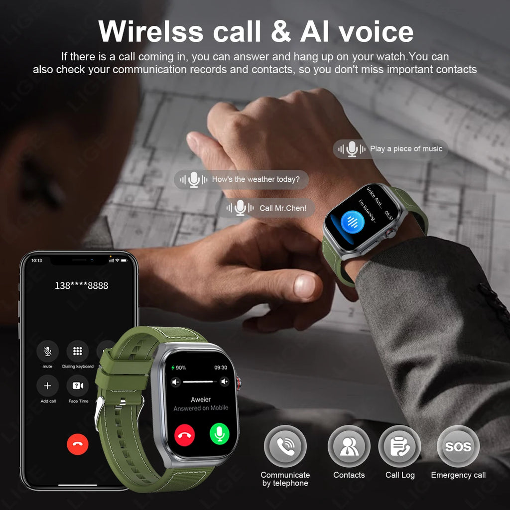 LunaWatch X™ Pro 2.04" – Montre Connectée AMOLED, ECG, NFC, Composition Corporelle, IP68, 7 Bracelets