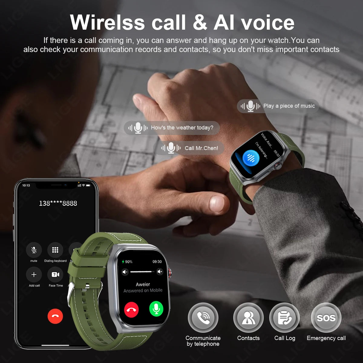 LunaWatch X™ Pro 2.04" – Montre Connectée AMOLED, ECG, NFC, Composition Corporelle, IP68, 7 Bracelets