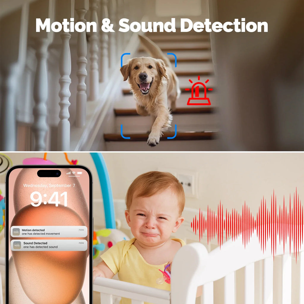 HomeGuard Pro™ – Caméra de Sécurité WiFi Intérieure 4MP, Rotation 360°, Vision Nocturne, Détection Mouvement & Son
