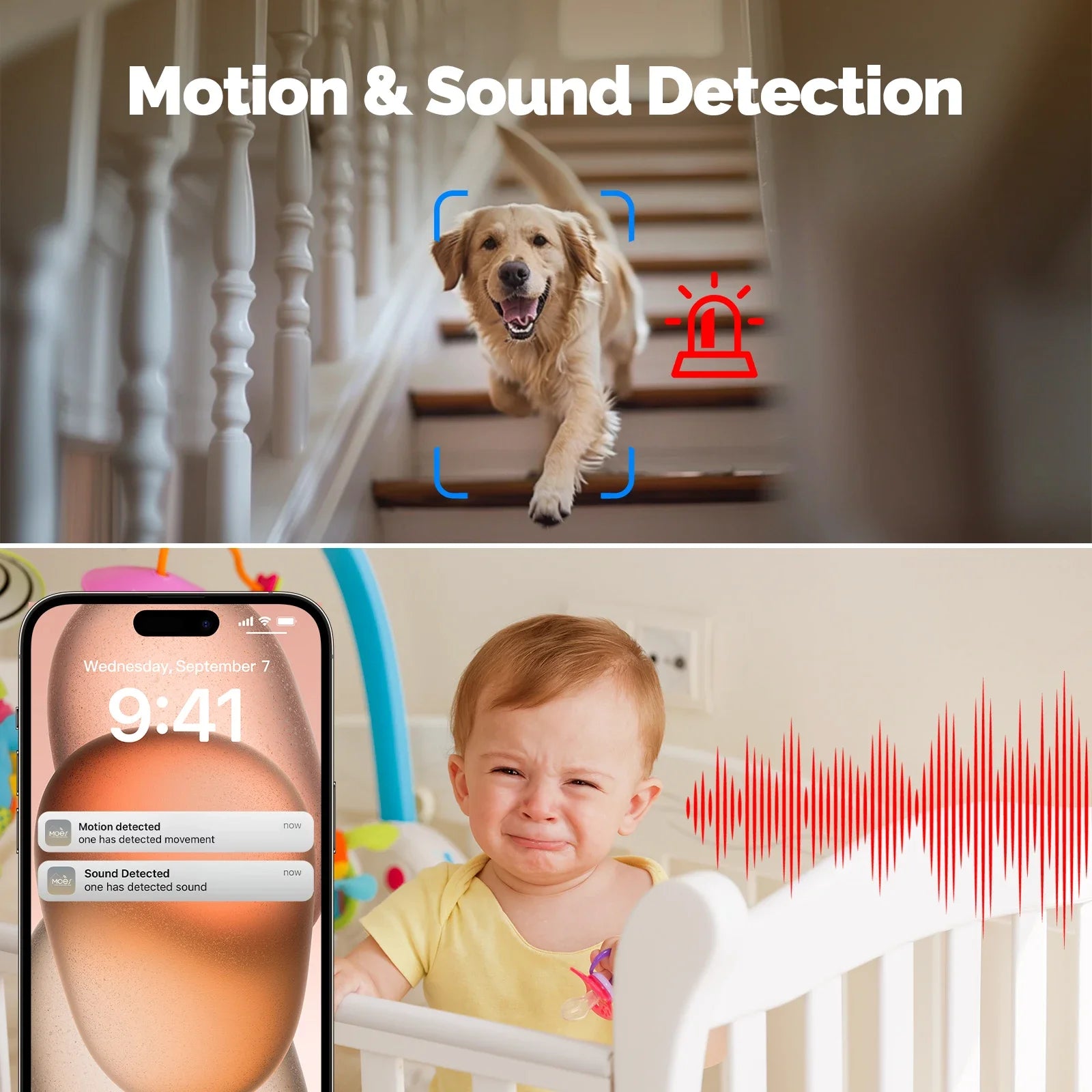 HomeGuard Pro™ – Caméra de Sécurité WiFi Intérieure 4MP, Rotation 360°, Vision Nocturne, Détection Mouvement & Son