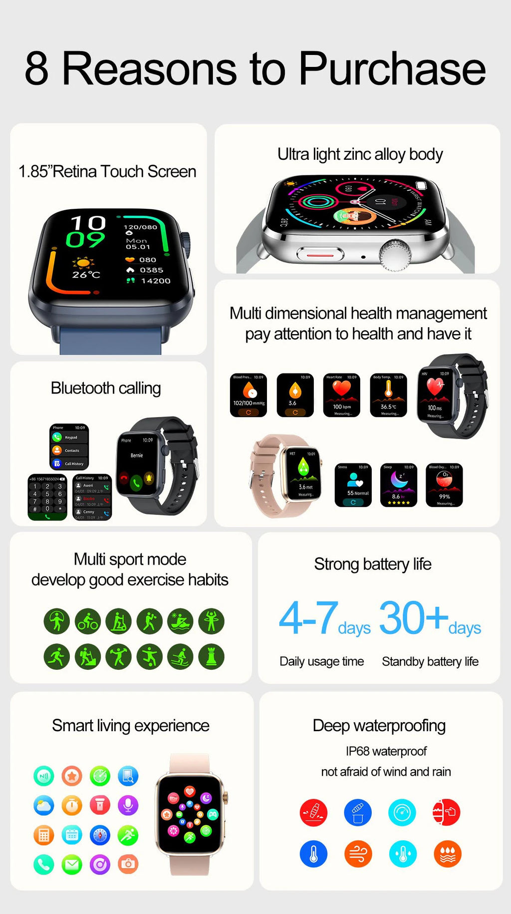 LunaWatch X™ Saphir NFC – Montre Connectée AMOLED 1.81", Saphir, NFC, IP68, GPS, Always On, 27 Bracelets