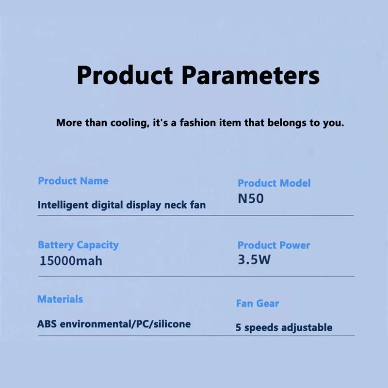 AeroChill X™ Pro – Ventilateur de Cou Sans Pales, Écran Digital, Batterie 15000mAh, 3 Vitesses, Silencieux