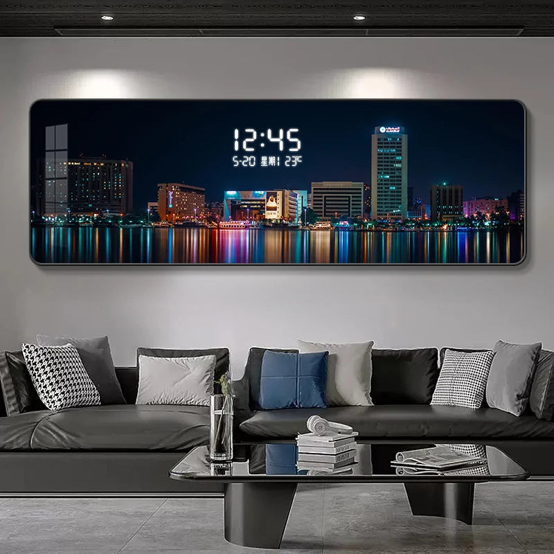 LumiWall™ City Night – Applique Murale LED Paysage Urbain, Bois, Dimmable, Télécommande