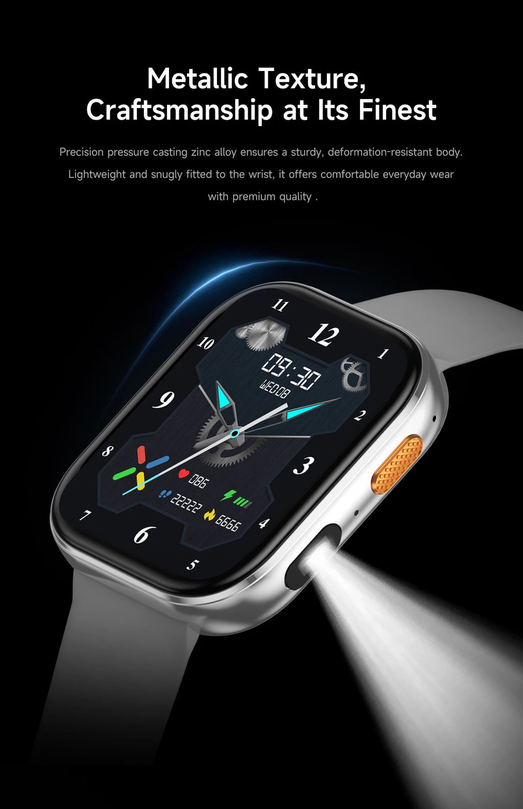 LunaWatch X™ Titan 2.04" – Montre Connectée AMOLED, 1000mAh, Always On, Alexa, IP68, 100+ Sports, 9 Bracelets