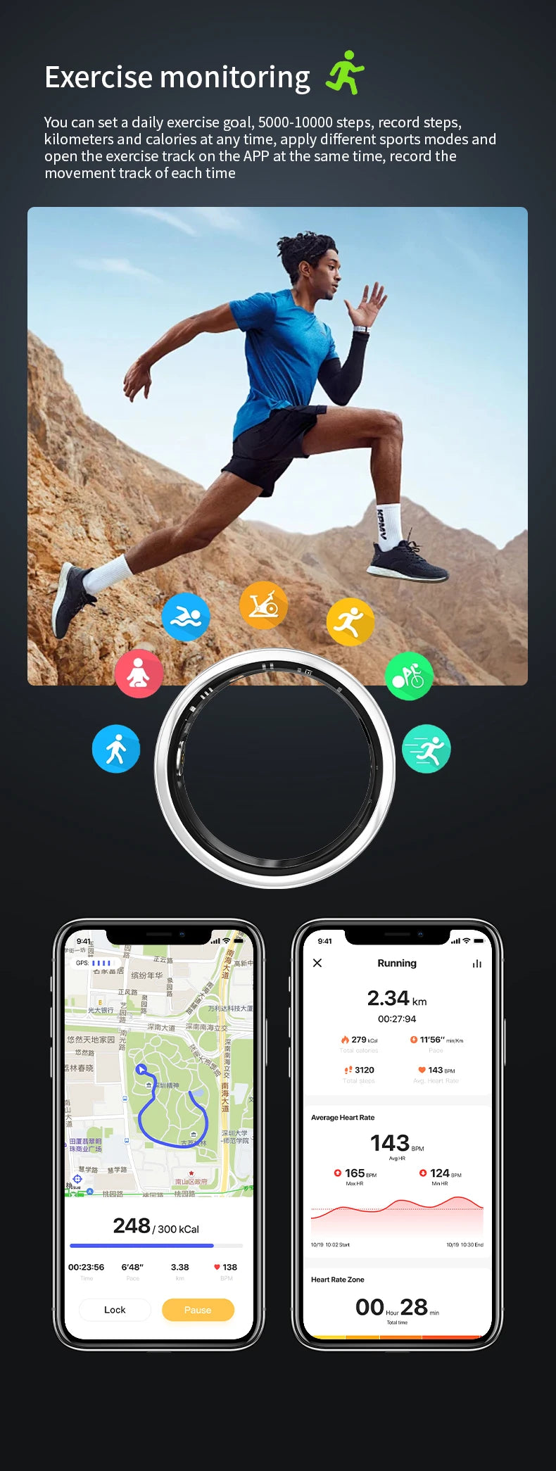 NovaRing X™ Titanium – Smart Ring, Titanium, HR, SpO2, Stress, IP68, 5-7 Days