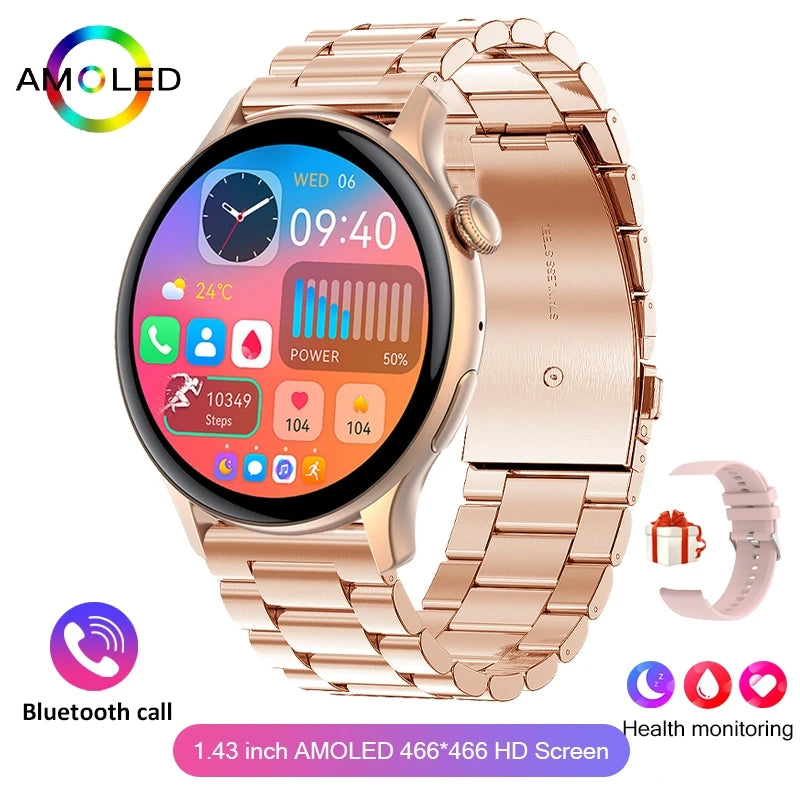 LunaWatch X™ Lady NFC – Montre Connectée Femme AMOLED 1.43", Always On, NFC, IP68, Acier, 9 Coloris