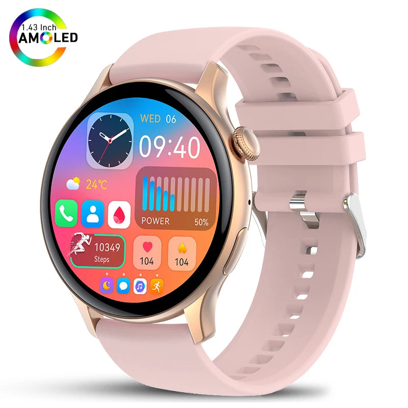 LunaWatch X™ Fashion AI – Montre Connectée AMOLED 1.43", NFC, GPS, IP68, Bracelet Acier, 9 Coloris