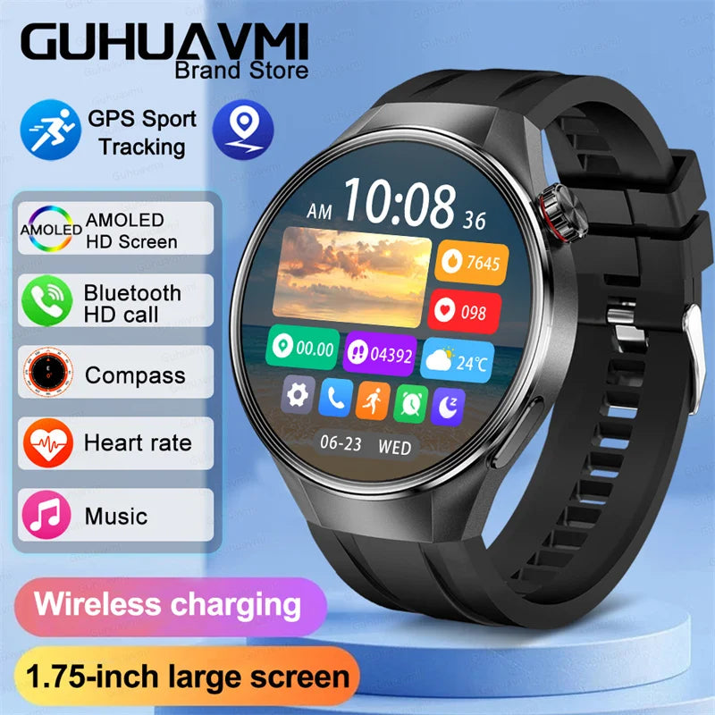 LunaWatch X™ Business Pro – Montre Connectée AMOLED 1.75", Boussole, Altimètre, Appels BT, 11 Bracelets