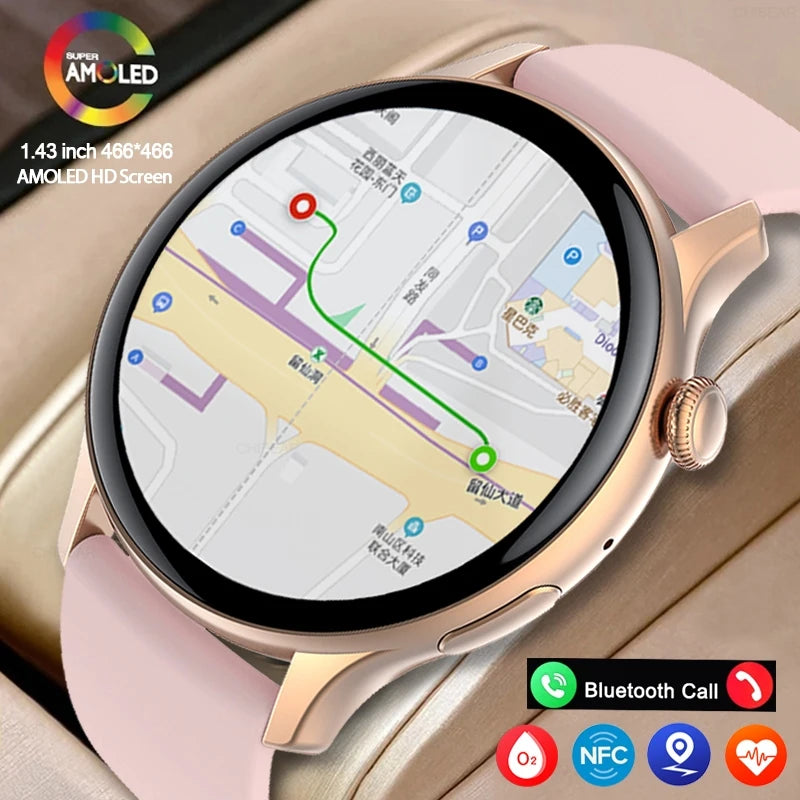 LunaWatch X™ Lady NFC – Montre Connectée Femme AMOLED 1.43", Always On, NFC, IP68, Acier, 9 Coloris