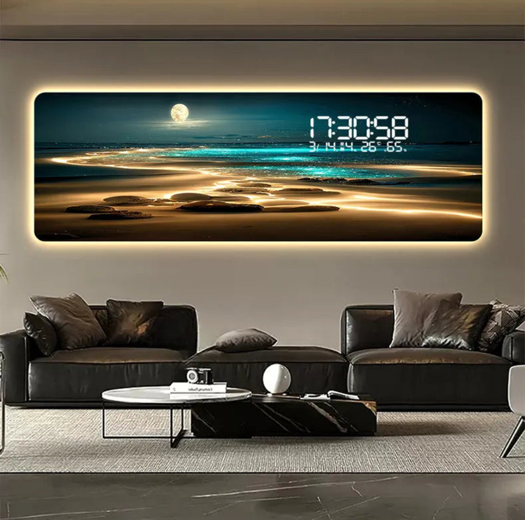 ChronoArt™ – Horloge Murale Grand Format, Acrylique Luxe, Style Moderne, Option LED
