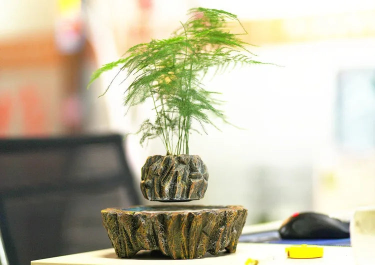 MagLev FloatPot™ Céramique – Plante Flottante Lévitation Magnétique, Résine Imitation Céramique, Décoration Premium