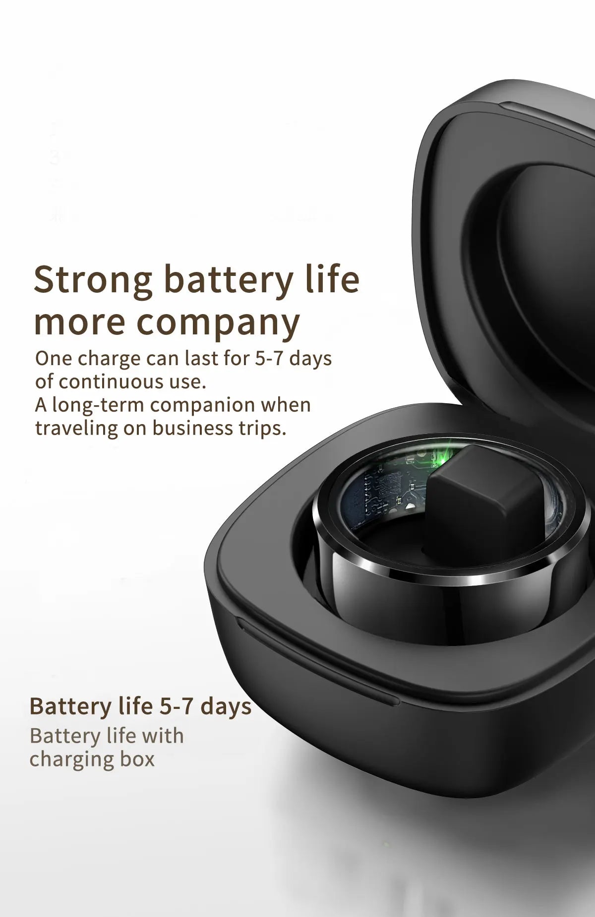 NovaRing X™ Steel Case – Smarter Ring Stahl + Ladeetui, Display, Herzfrequenz, SpO2, 5ATM