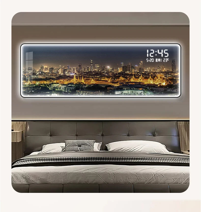 LumiWall™ City Night – Applique Murale LED Paysage Urbain, Bois, Dimmable, Télécommande