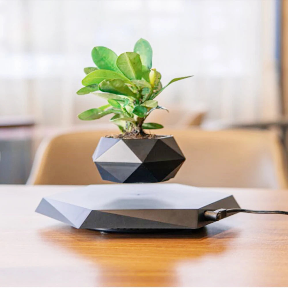 MagLev BonsaïPot™ Rotatif – Pot Bonsaï Flottant & Rotatif, Lévitation Magnétique, Décoration Maison