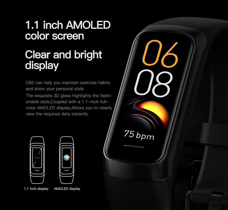 LunaFit X™ Aura – Bracelet Connecté AMOLED, IP67, FC, SpO2, 25+ Sports, 4 Coloris