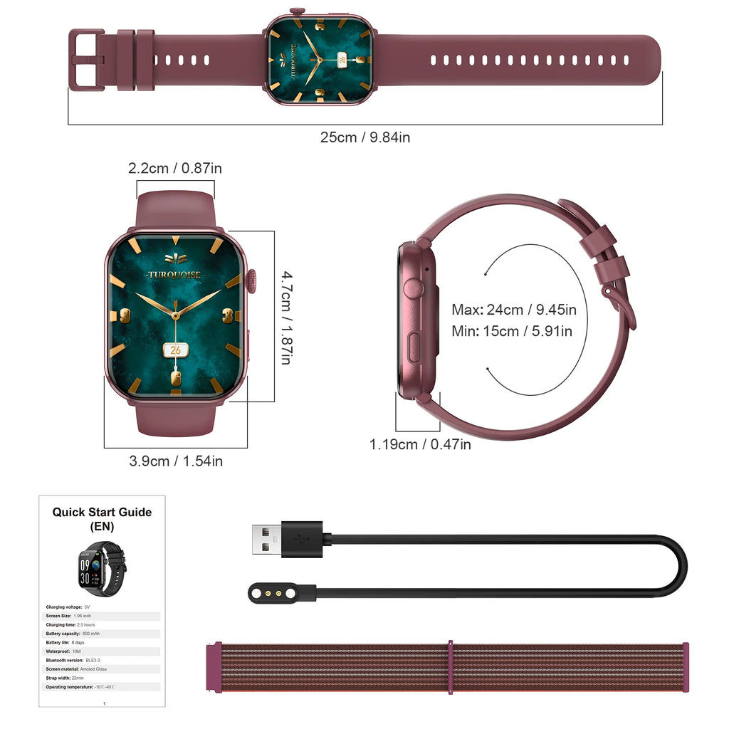 LunaWatch X™ Sport Elite – Montre Connectée AMOLED 1.96", 800mAh, Appels BT, SpO2, 3 Coloris
