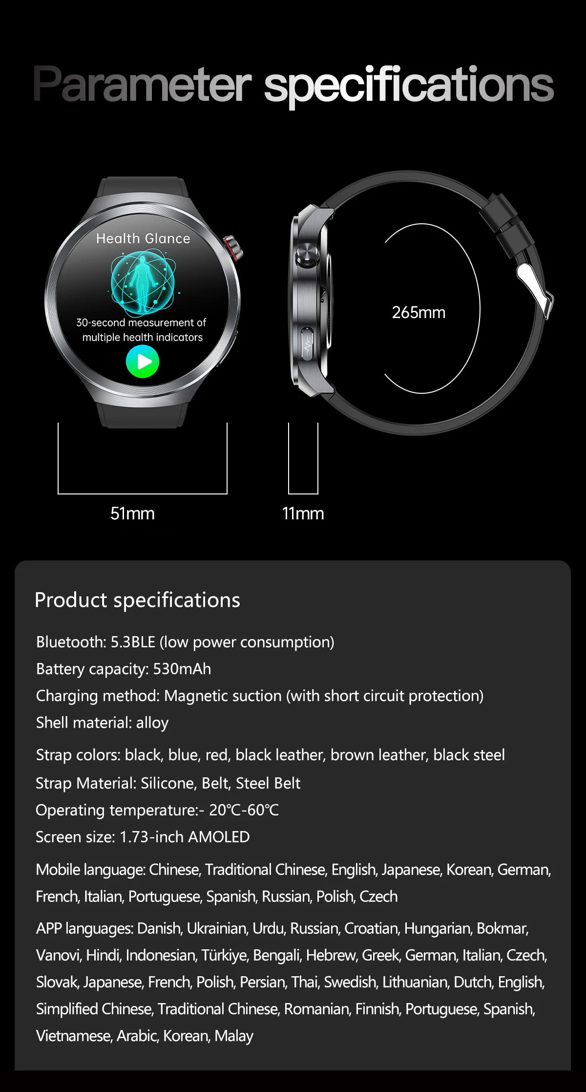 LunaWatch X™ ECG Pro NFC – Montre Connectée AMOLED 1.73", ECG, NFC, IP68, SOS, Appels BT, 530mAh