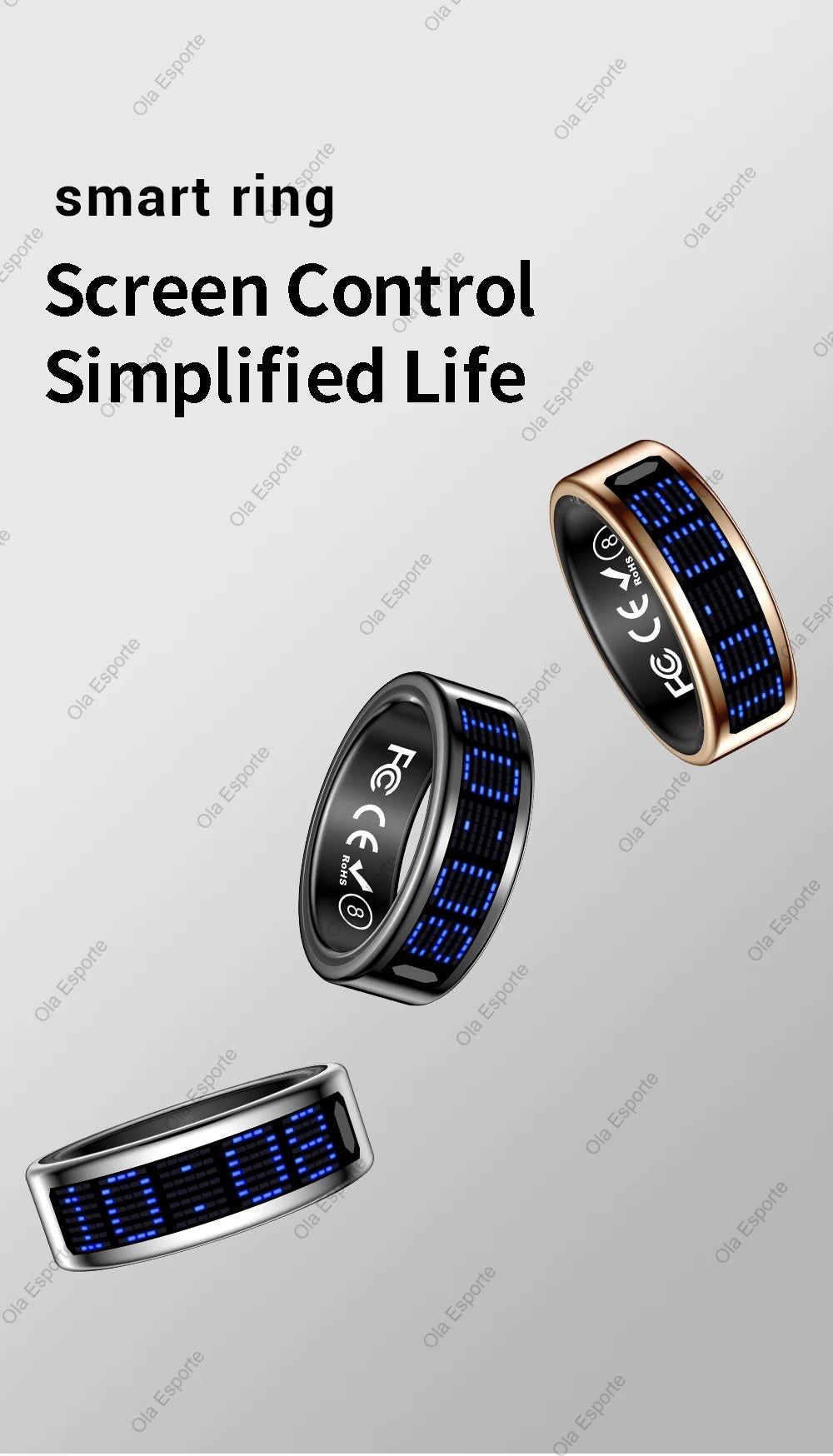 NovaRing X™ Display – Bague Connectée Écran Tactile, FC, Sommeil, 5ATM, Contrôle Caméra