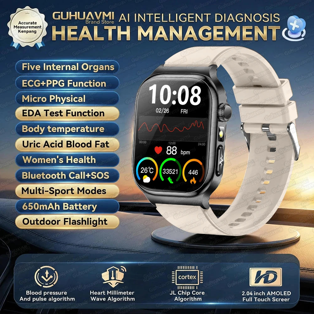 LunaWatch X™ Ultra Health – Montre Connectée AMOLED 2.04", ECG, Analyse Corporelle, Verre Saphir, IP68, 14 Bracelets