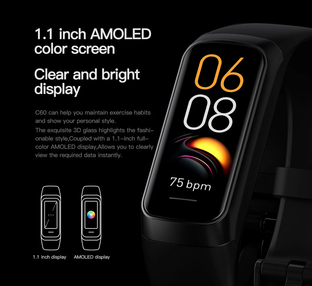 LunaFit X™ Pulse – Bracelet Connecté AMOLED, 3ATM 30m, Température, 25 Sports, 7 Jours, 4 Coloris