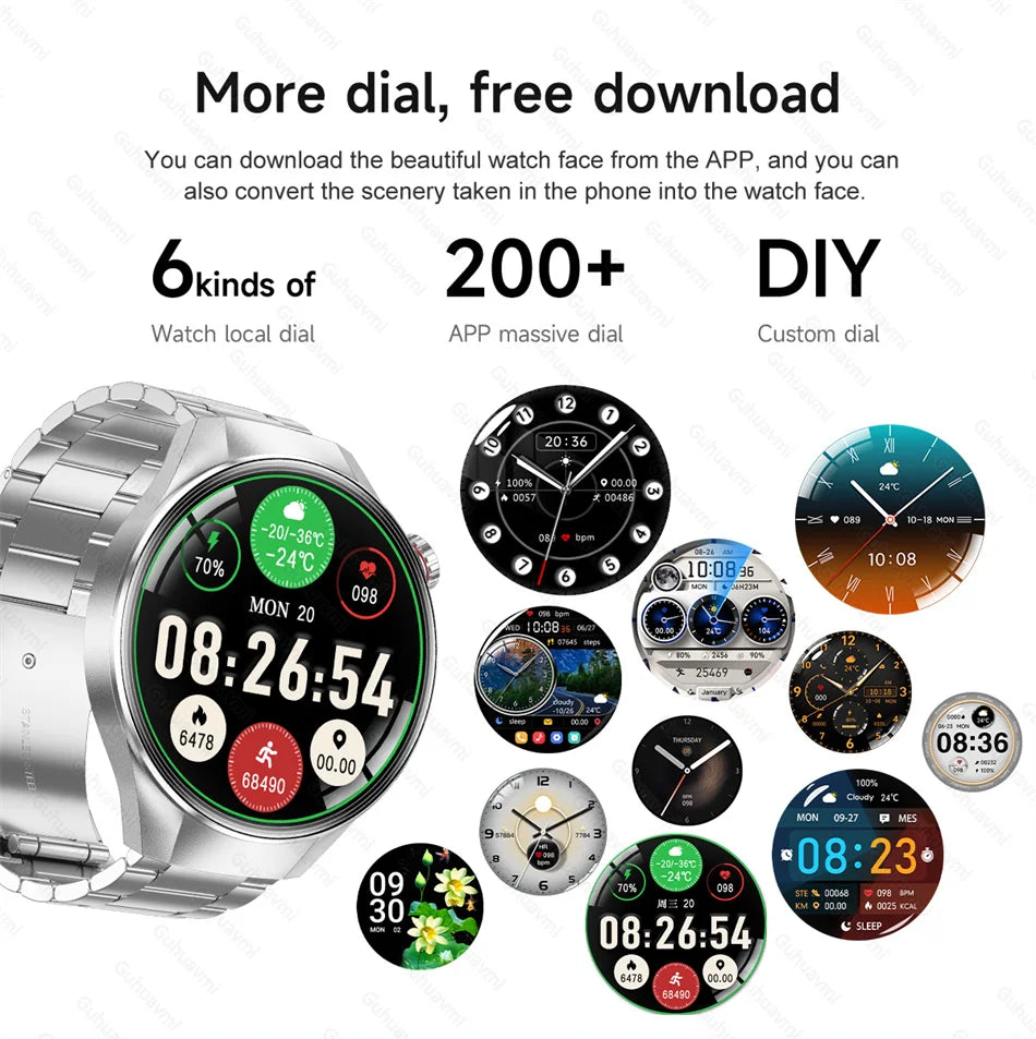 LunaWatch X™ Business Pro – Montre Connectée AMOLED 1.75", Boussole, Altimètre, Appels BT, 11 Bracelets