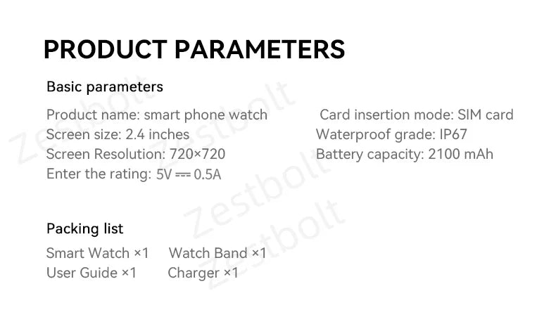 LunaWatch X™ Pro 5G – Smartwatch Android 10, Écran AMOLED 2,4", Caméra 8MP Rotative, SIM 4G/5G, GPS, WiFi
