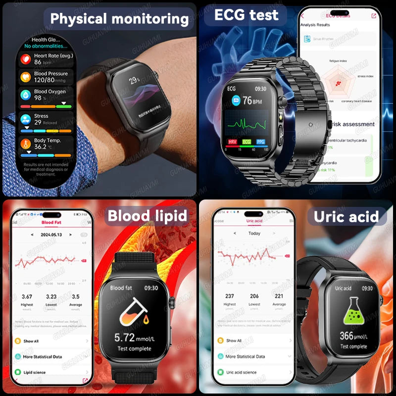 LunaWatch X™ Ultra Health Pro – Montre Connectée AMOLED 2.04", ECG, Saphir, IP68, 14-20 Jours, 13 Bracelets