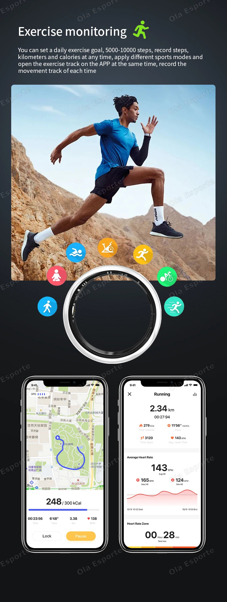NovaRing X™ Sport Pro – Smart Ring HF, SpO2, Schlaf, 8 Sportarten, IP68