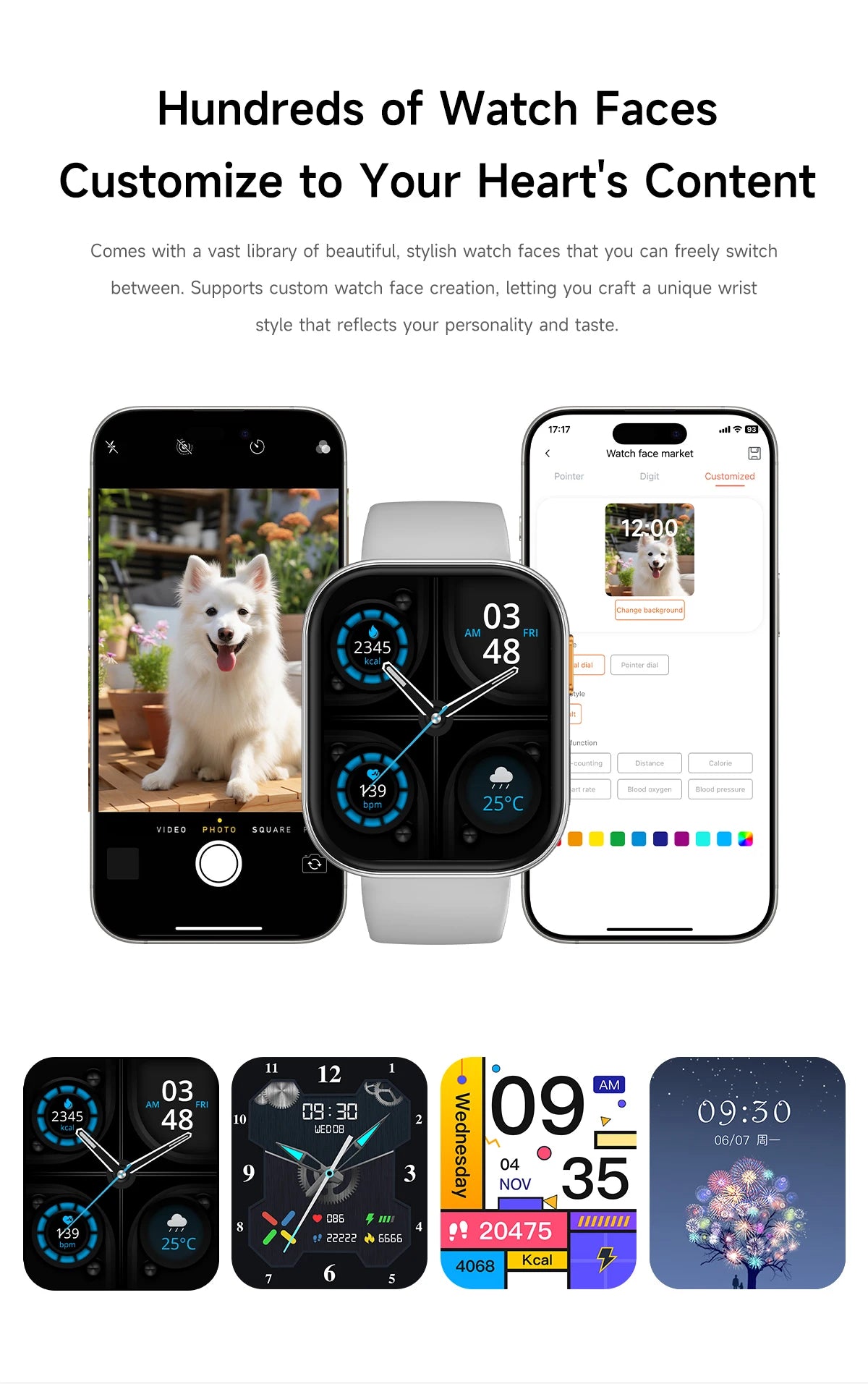 LunaWatch X™ Titan 2.04" – Montre Connectée AMOLED, 1000mAh, Always On, Alexa, IP68, 100+ Sports, 9 Bracelets