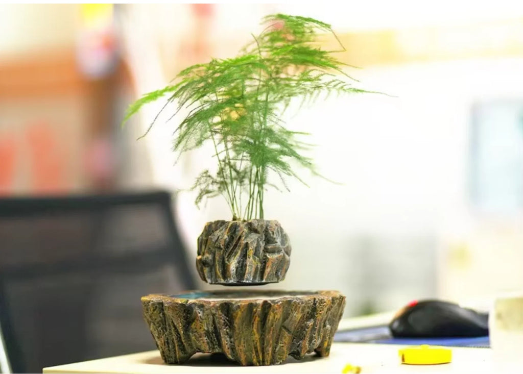 MagLev FloatPot™ Céramique – Plante Flottante Lévitation Magnétique, Résine Imitation Céramique, Décoration Premium