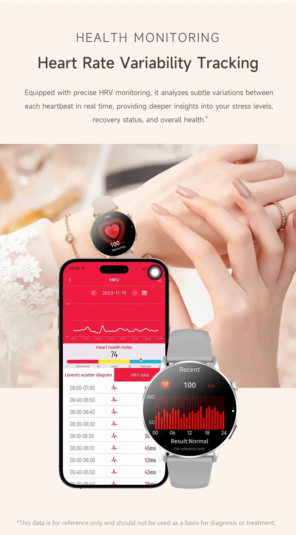 LunaWatch X™ Lady Slim AI – Montre Connectée Femme AMOLED 1.32", Appels BT, AI, Santé Féminine, 9 Bracelets