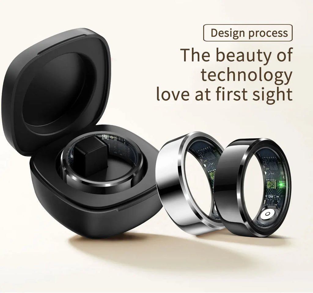 NovaRing X™ Steel Case – Smarter Ring Stahl + Ladeetui, Display, Herzfrequenz, SpO2, 5ATM