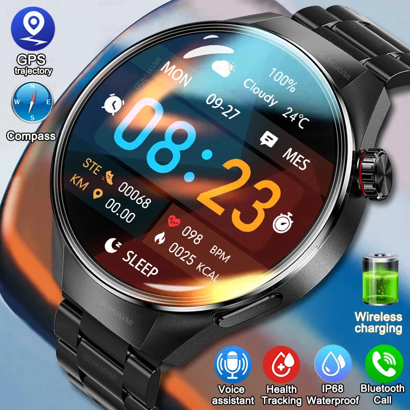 LunaWatch X™ Business Pro – Montre Connectée AMOLED 1.75", Boussole, Altimètre, Appels BT, 11 Bracelets