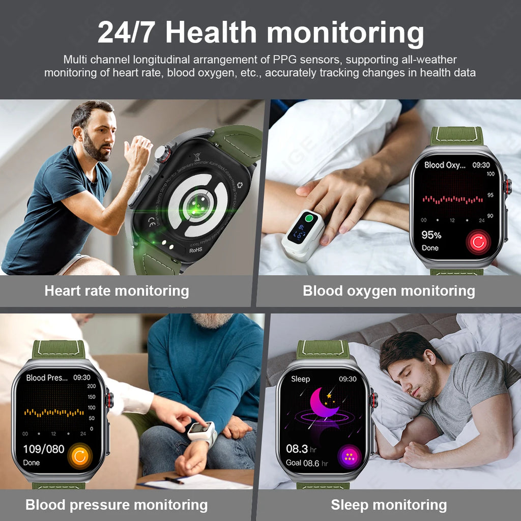 LunaWatch X™ Pro 2.04" – Montre Connectée AMOLED, ECG, NFC, Composition Corporelle, IP68, 7 Bracelets