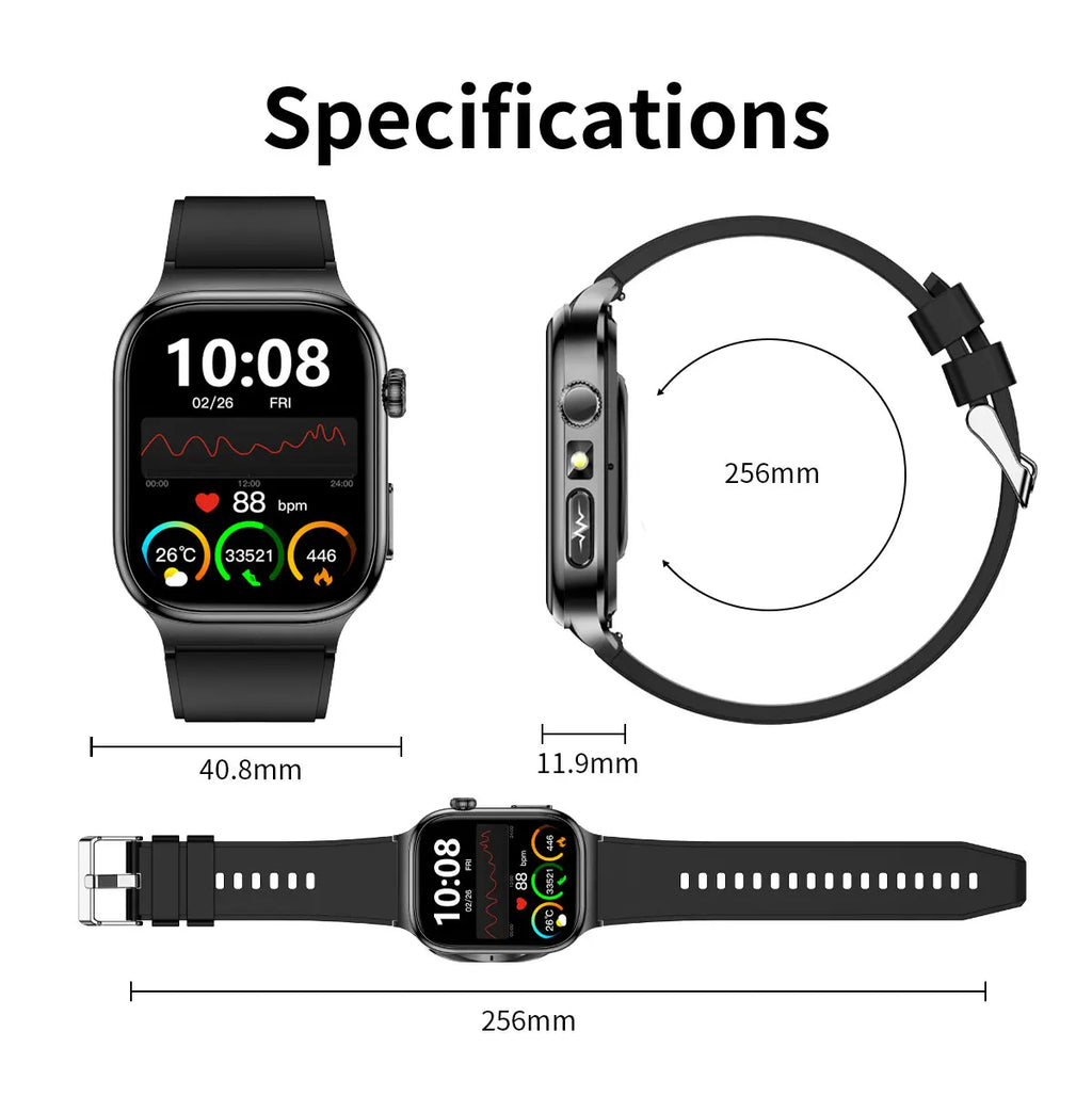 LunaWatch X™ Ultra Health – Montre Connectée AMOLED 2.04", ECG, Analyse Corporelle, Verre Saphir, IP68, 14 Bracelets