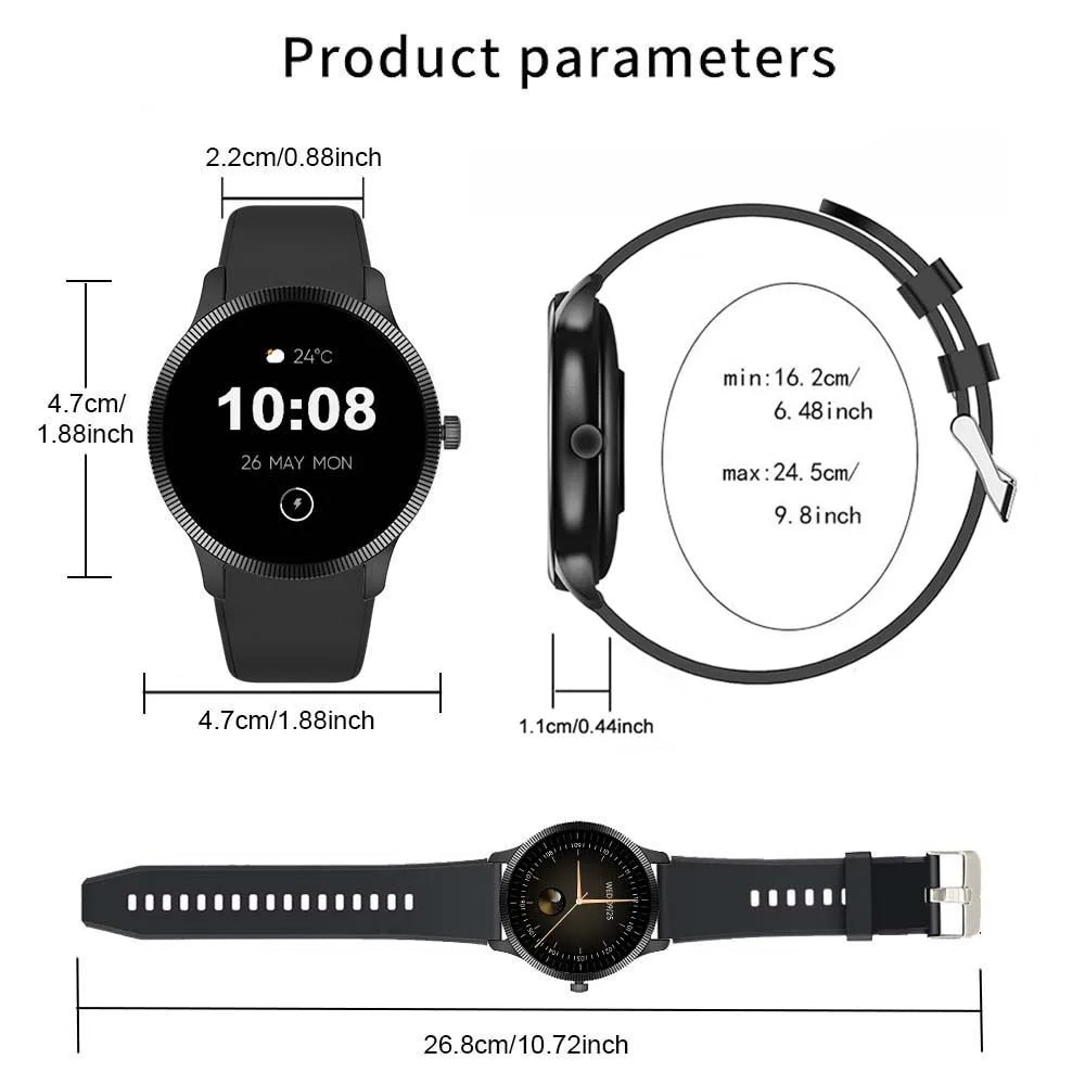 LunaWatch X™ Classic – Montre Connectée Homme AMOLED 1.3", Bracelet Acier, GPS, FC, SpO2, Appels BT