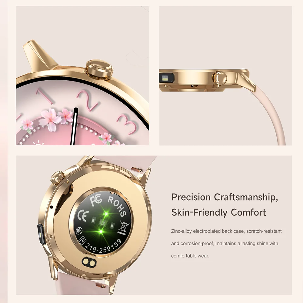 LunaWatch X™ Lady Slim AI – Montre Connectée Femme AMOLED 1.32", Appels BT, AI, Santé Féminine, 9 Bracelets
