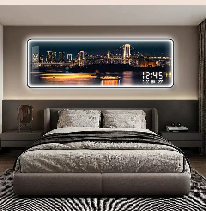 LumiWall™ City Night – Applique Murale LED Paysage Urbain, Bois, Dimmable, Télécommande