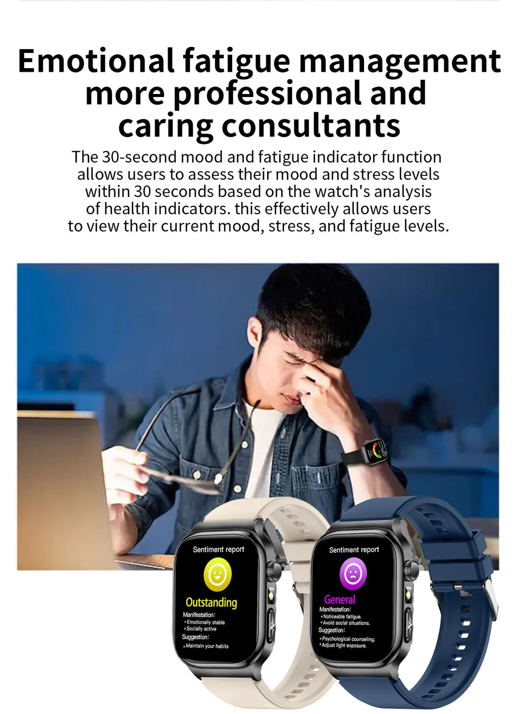 LunaWatch X™ Ultra Health Pro – Montre Connectée AMOLED 2.04", ECG, Saphir, IP68, 14-20 Jours, 13 Bracelets