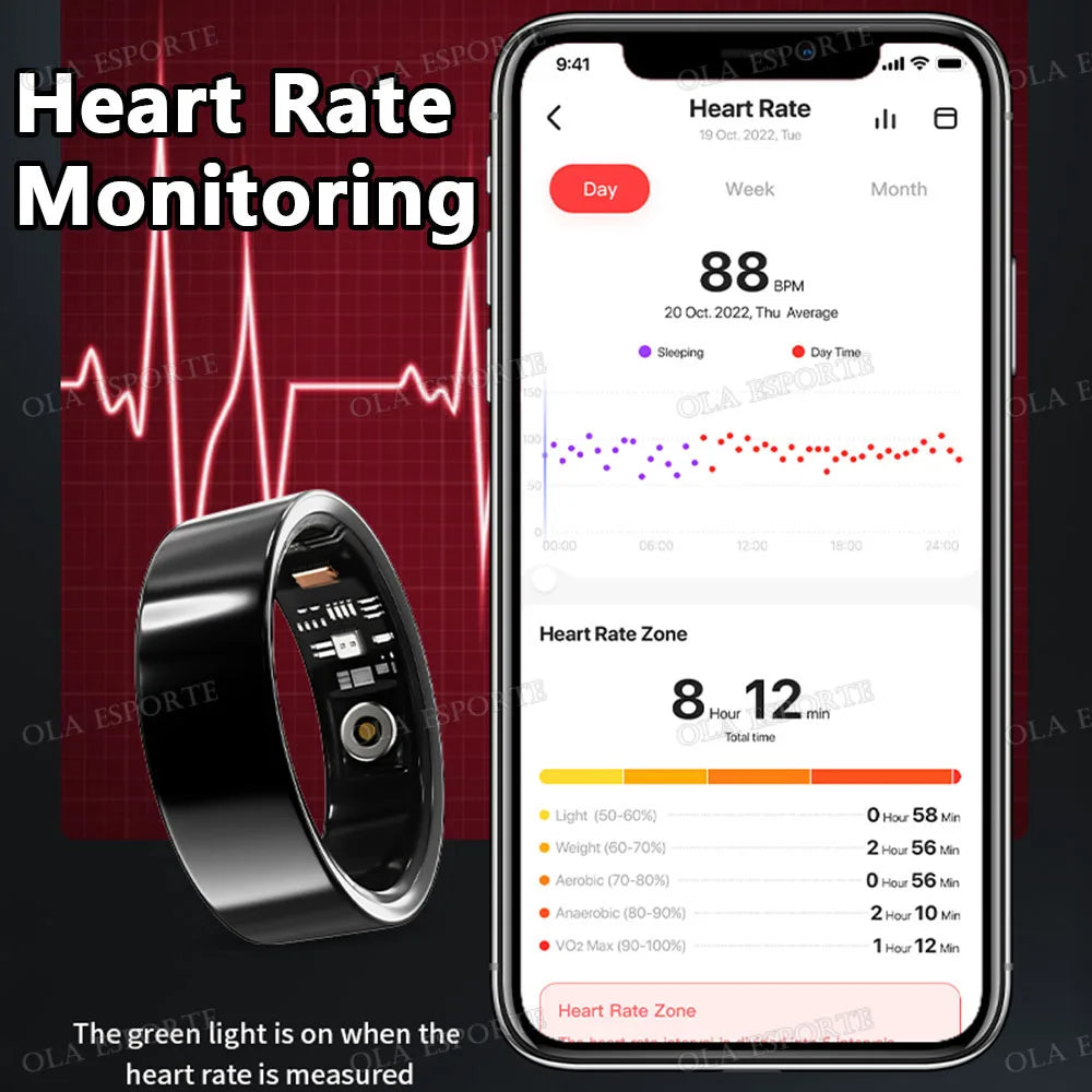 NovaRing X™ Sport Pro – Smart Ring HF, SpO2, Schlaf, 8 Sportarten, IP68
