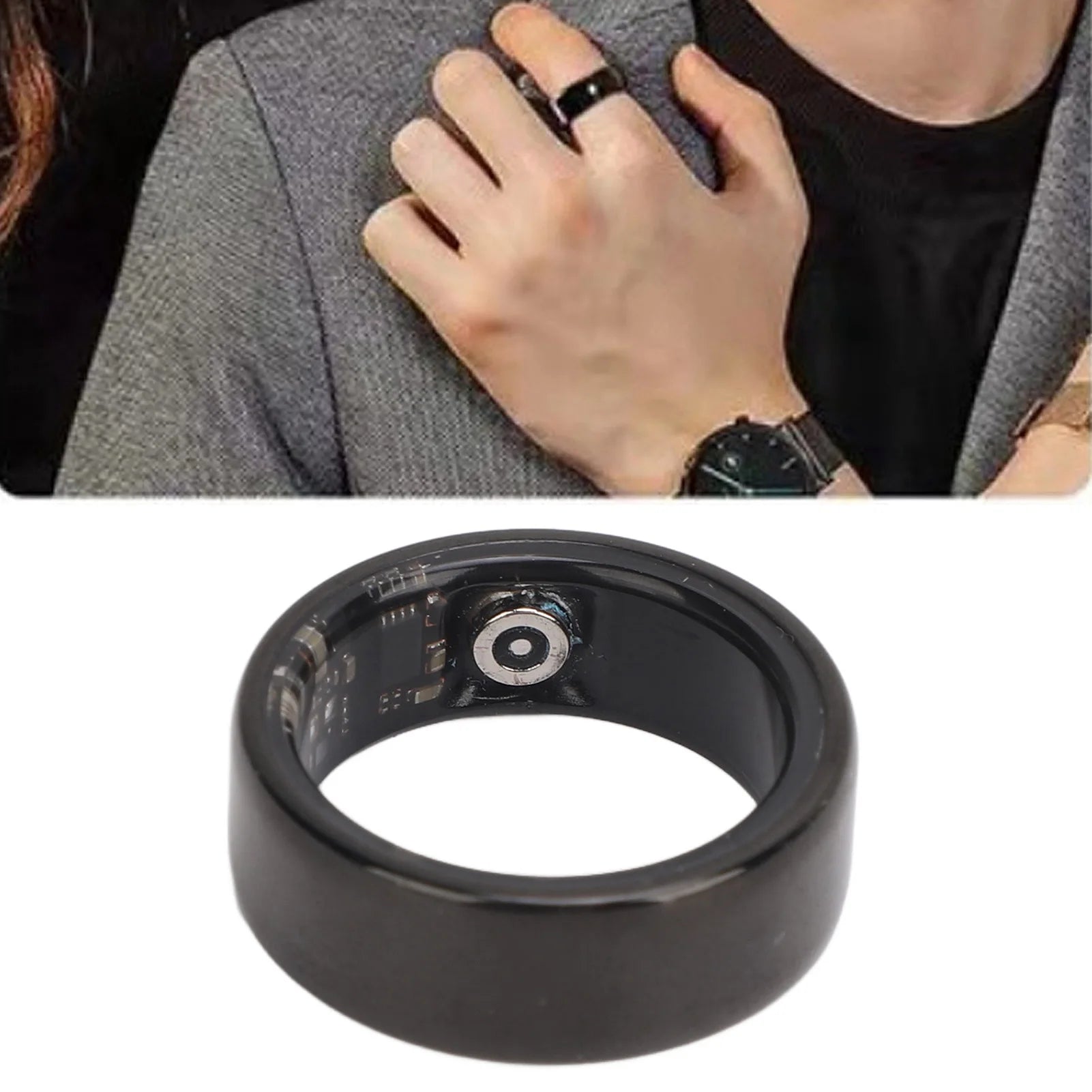 NovaRing X™ Ceramic Case – Bague Connectée Céramique + Étui de Charge 400mAh, FC, SpO2, Sommeil