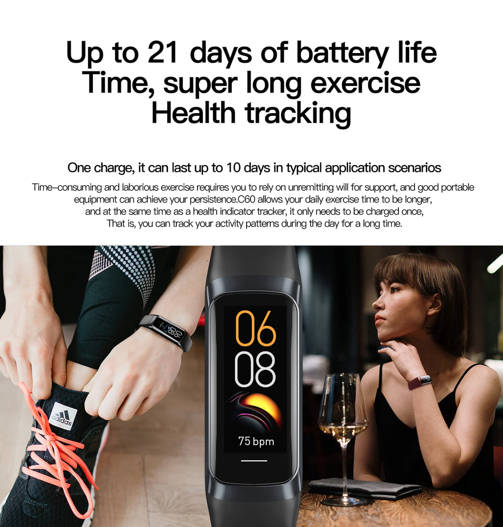 LunaFit X™ Pulse – Bracelet Connecté AMOLED, 3ATM 30m, Température, 25 Sports, 7 Jours, 4 Coloris