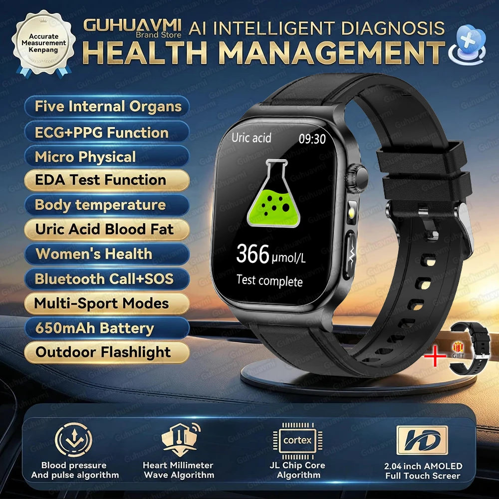 LunaWatch X™ Ultra Health – Montre Connectée AMOLED 2.04", ECG, Analyse Corporelle, Verre Saphir, IP68, 14 Bracelets