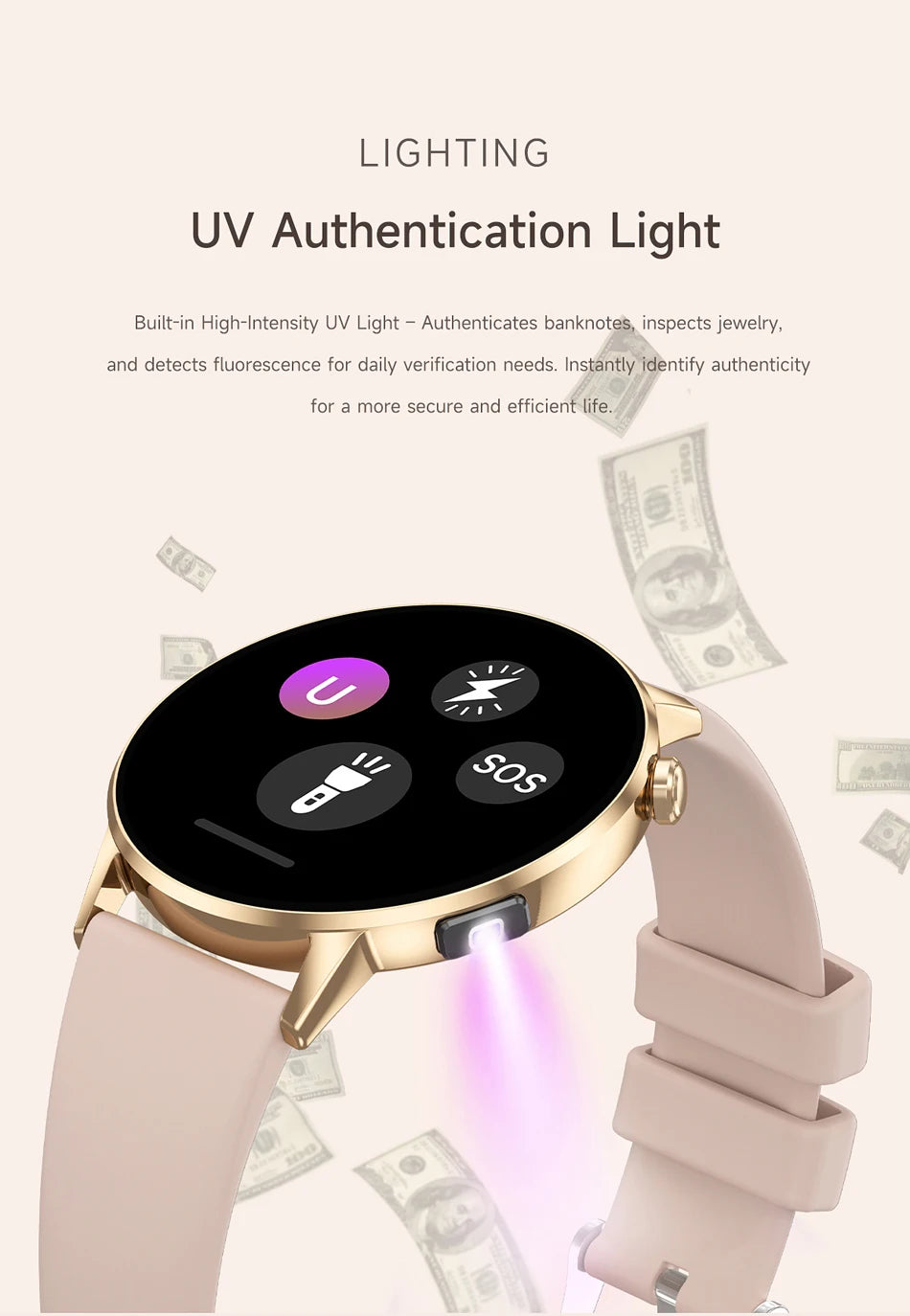 LunaWatch X™ Lady Slim AI – Montre Connectée Femme AMOLED 1.32", Appels BT, AI, Santé Féminine, 9 Bracelets